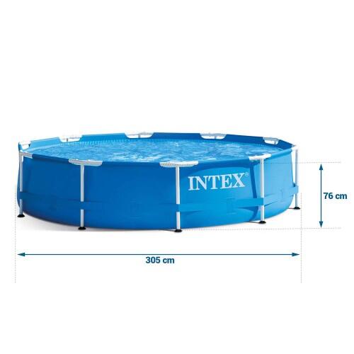 Piscina cu cadru metalic 4in1 INTEX 28202, rotunda, albastra, 305x76 cm