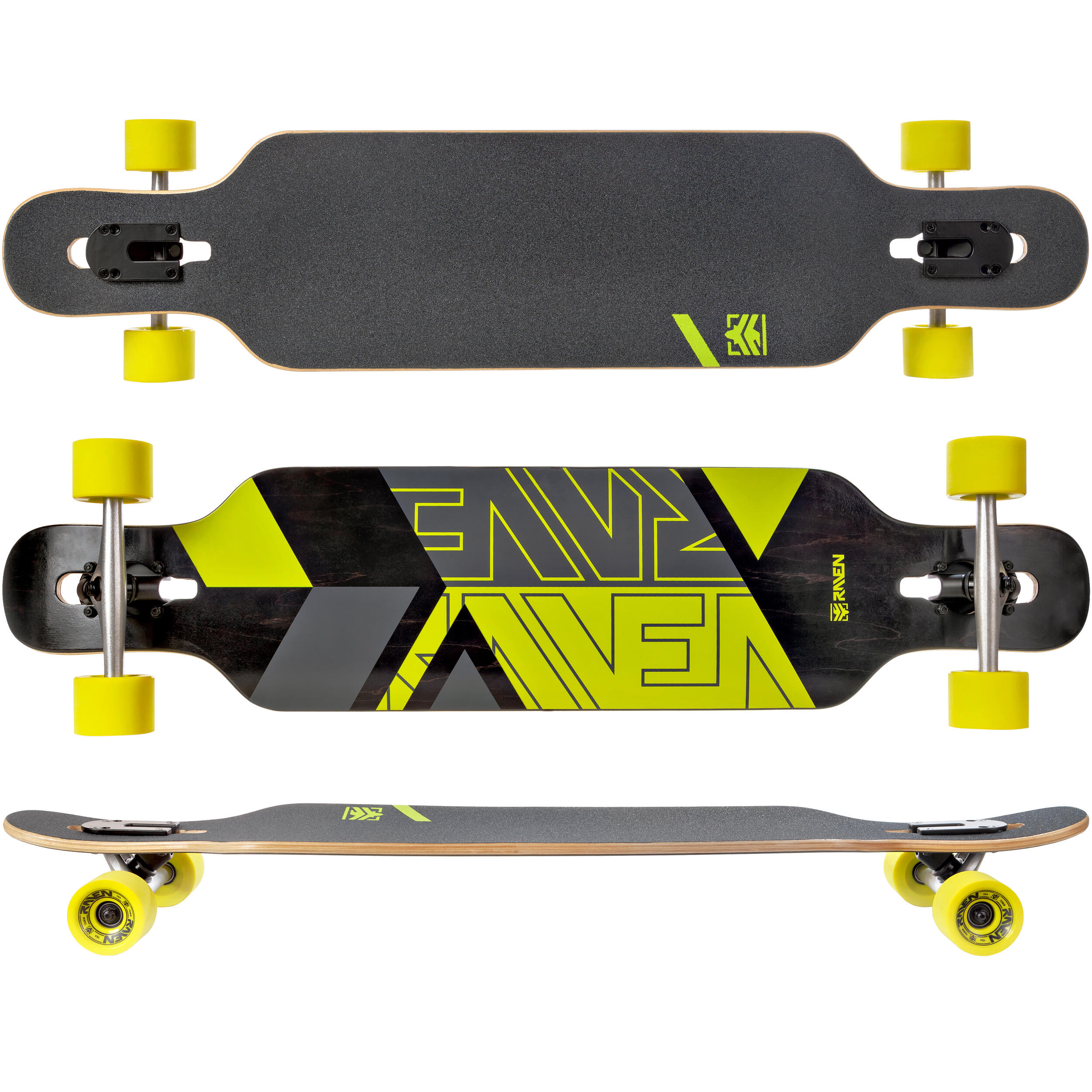 RAVEN Longboard Skateboard Torex Schwarz/Kalk