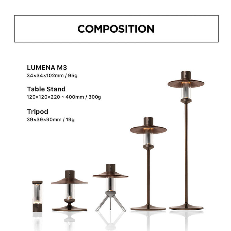 M3 Wooden Lampshade Camping Table Lamp Set Brown Decathlon