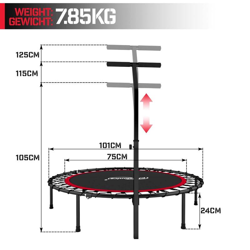 Physionics Diamètre du manche du trampoline de fitness 101 cm