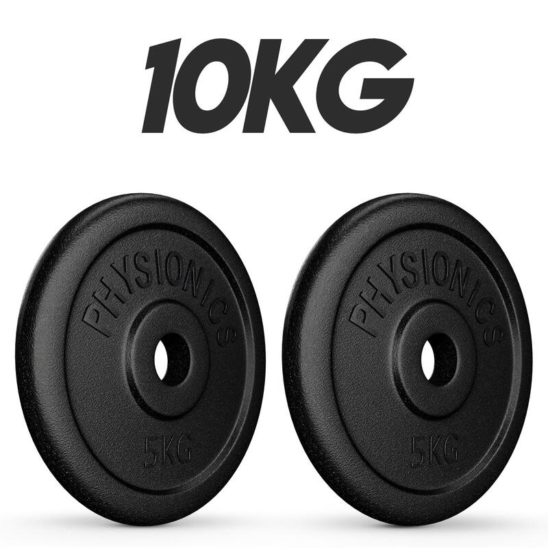 Set discuri fonta, negru, 30mm, 2 x 5kg Physionics