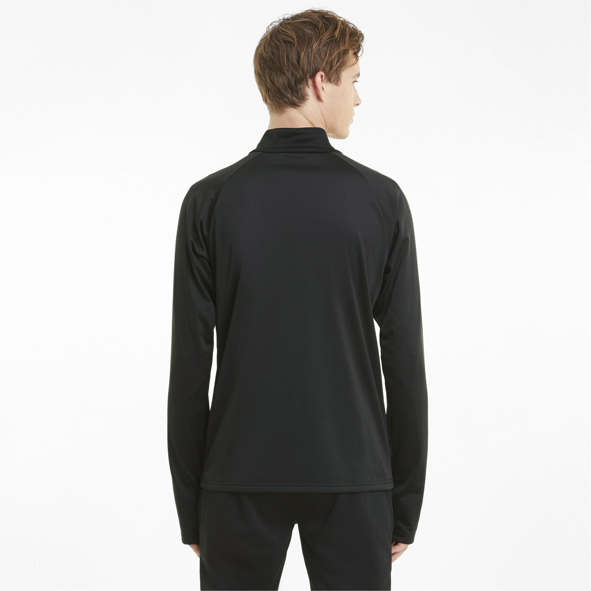 Maglia da calcio teamLIGA con zip corta da uomo PUMA Black White 3/7