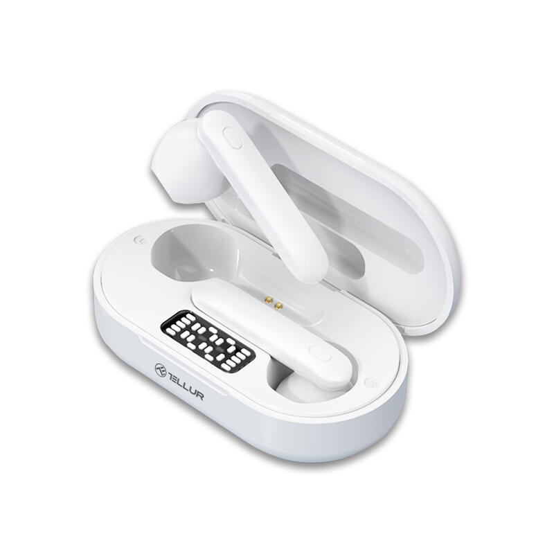 Casti Bluetooth Tellur Flip True Wireless, alb