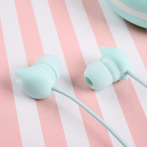 Casti in-ear Macaron, cutie transport, Albastru