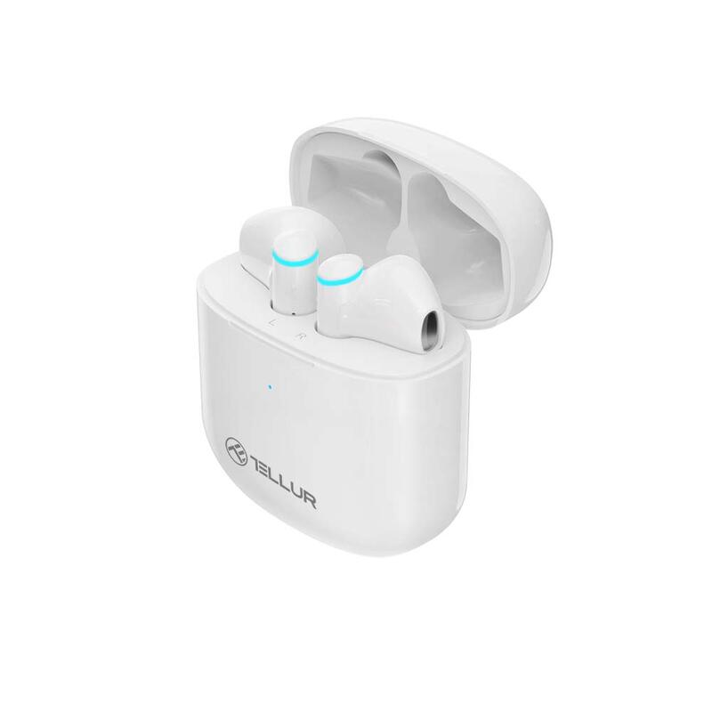 Casti Bluetooth Tellur Aura True Wireless, APP, alb
