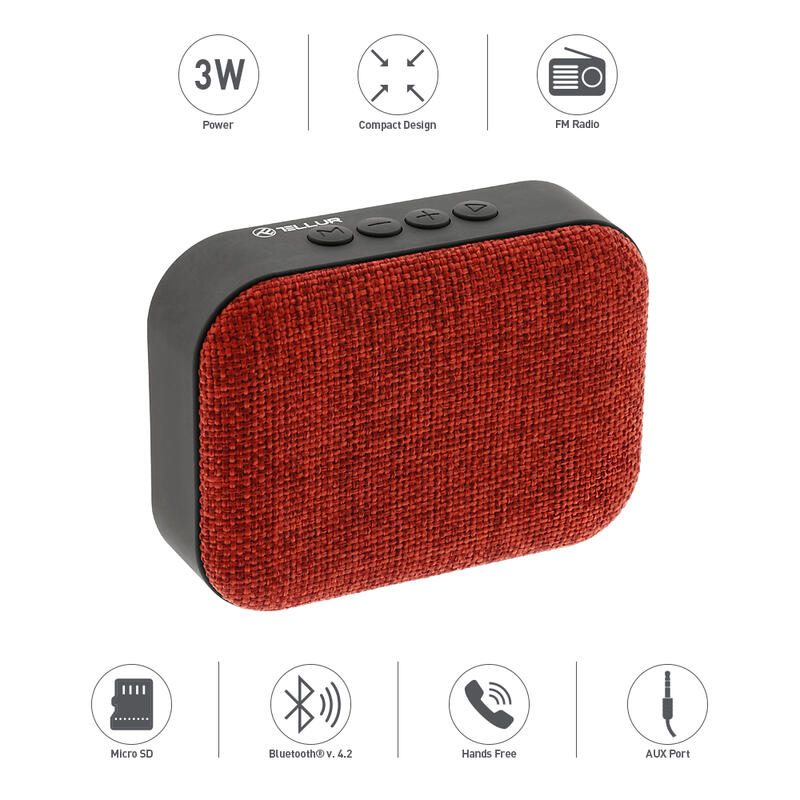 Boxa portabila Bluetooth Callisto 3W, rosu