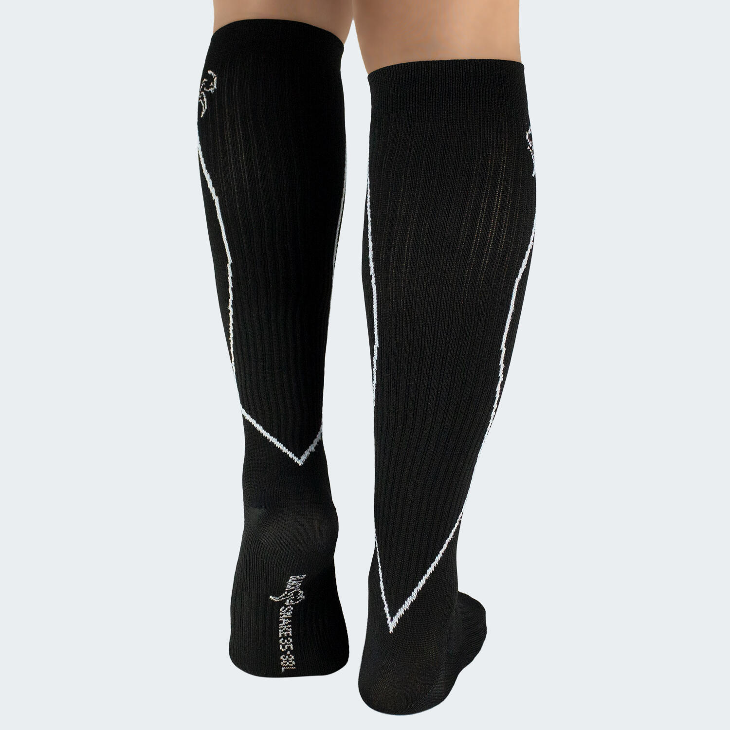 Sport running socks with compression | Women's and men's knee socks | Black