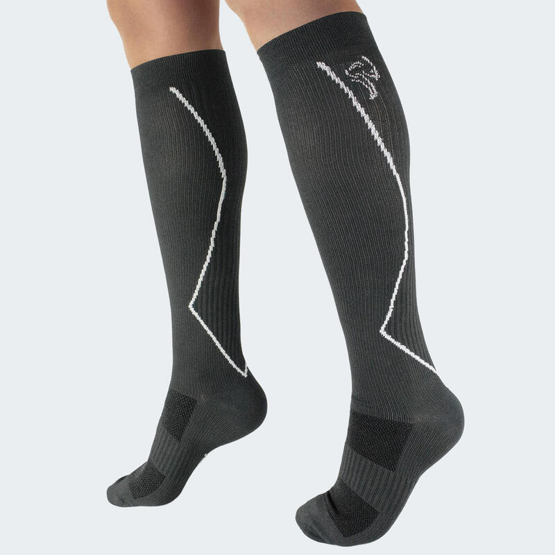 Sport chaussettes de course avec compression | Mi-bas | Femmes et hommes | Gris