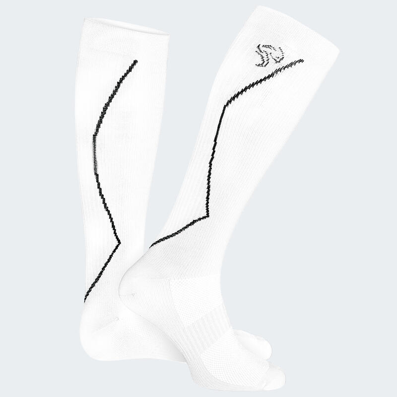 Sport chaussettes de course avec compression | Mi-bas | Femmes et hommes | Blanc