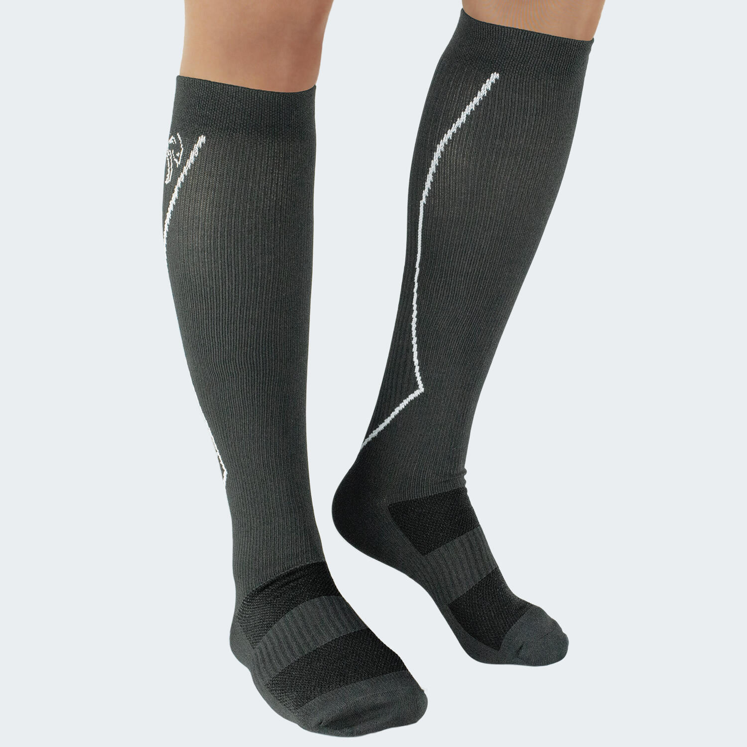 Sport Laufsocken mit Kompression | Kniestrümpfe | Damen und Herren | Grau 2/7