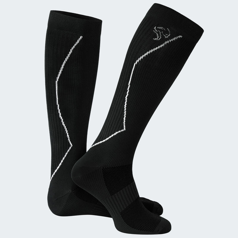 Sport chaussettes de course avec compression | Mi-bas | Femmes et hommes | Noir