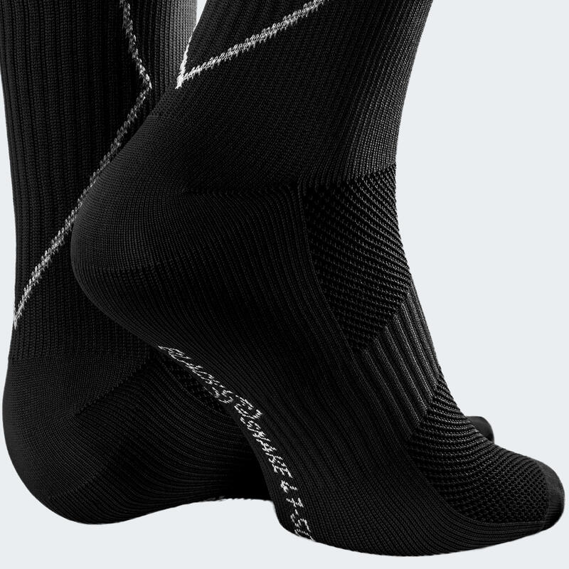 Sport chaussettes de course avec compression | Mi-bas | Femmes et hommes | Noir