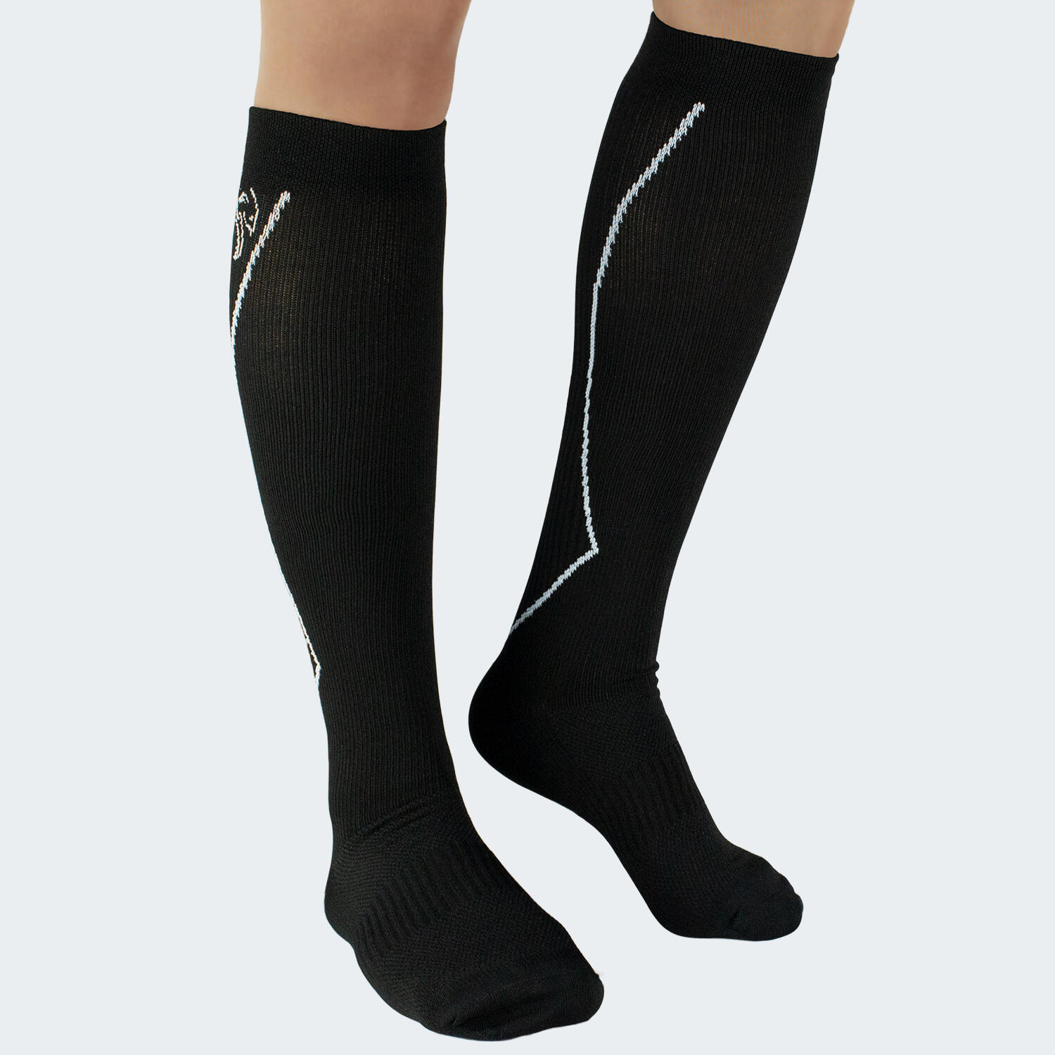 Sport Laufsocken mit Kompression | Kniestrümpfe | Damen und Herren | Schwarz 2/7
