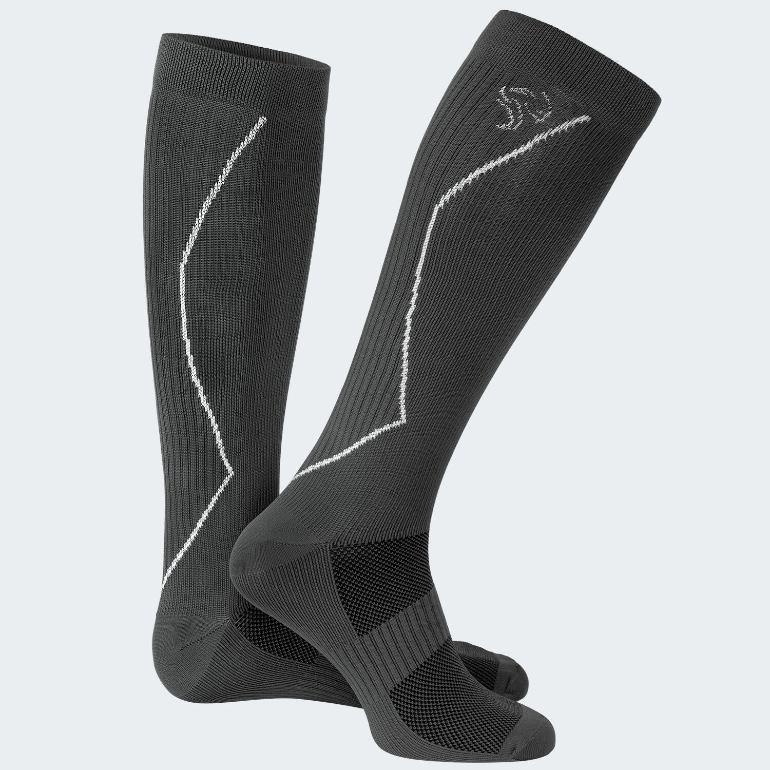 Sport Laufsocken mit Kompression | Kniestrümpfe | Damen und Herren | Grau 5/7