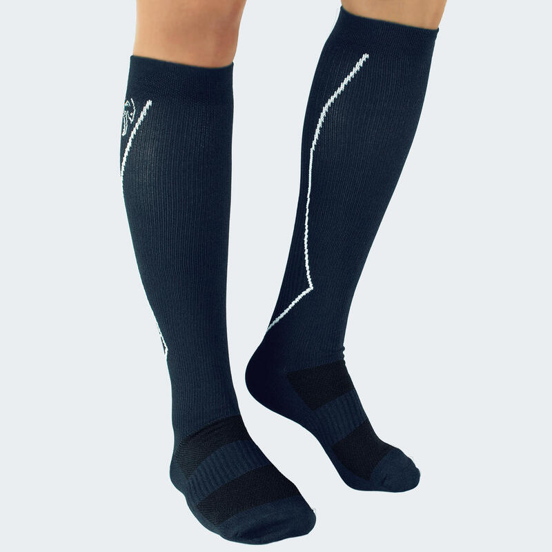 Sport chaussettes de course avec compression | Mi-bas | Femmes et hommes | Bleu