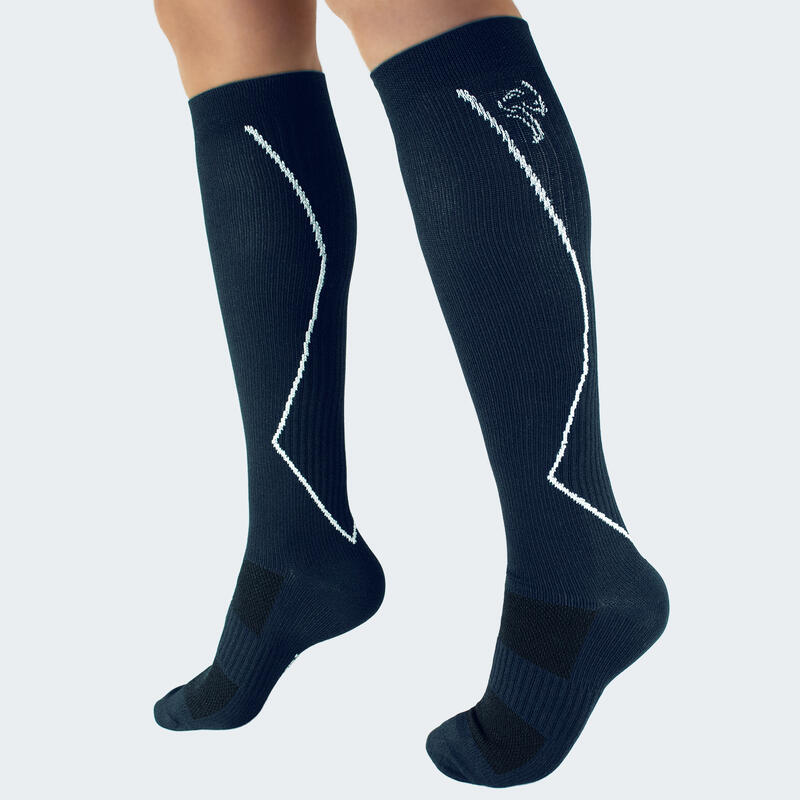 Sport Running Sokken met Compressie | Knee Highs | Dames en Heren | Donkerblauw