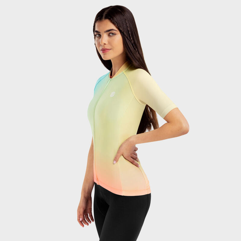 Maillot manches courtes Cyclisme SIROKO M2 Angles Jaune Femme