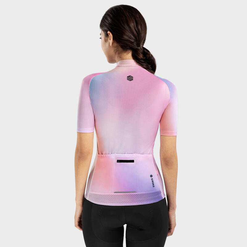 Kurzärmeliges Trikot Radsport SIROKO M2 Aura Bubblegum Pink Damen