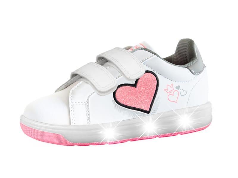 Chaussures à LED BREEZY ROLLERS 2196110 les filles blanc/rose