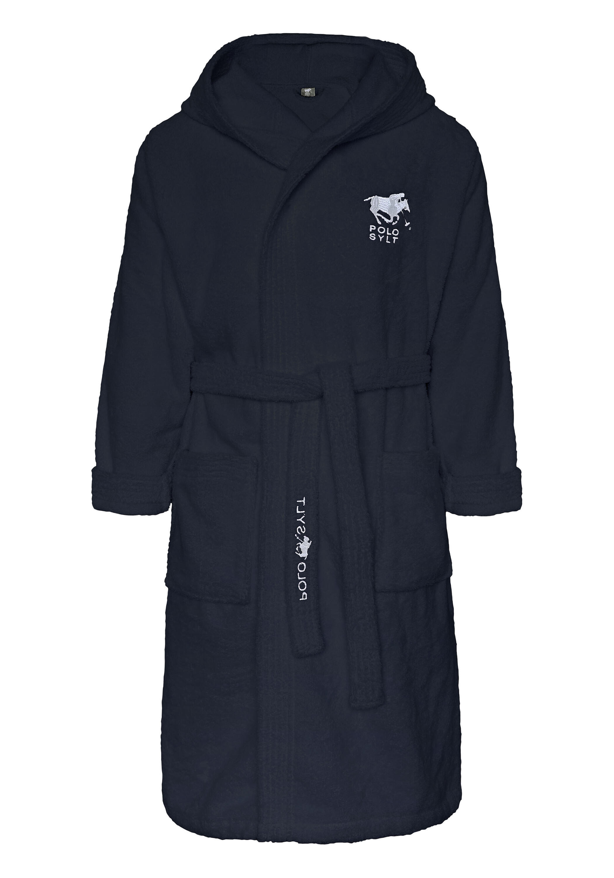 Bademantel mit Logos. Gürtel und aufgesetzten Taschen