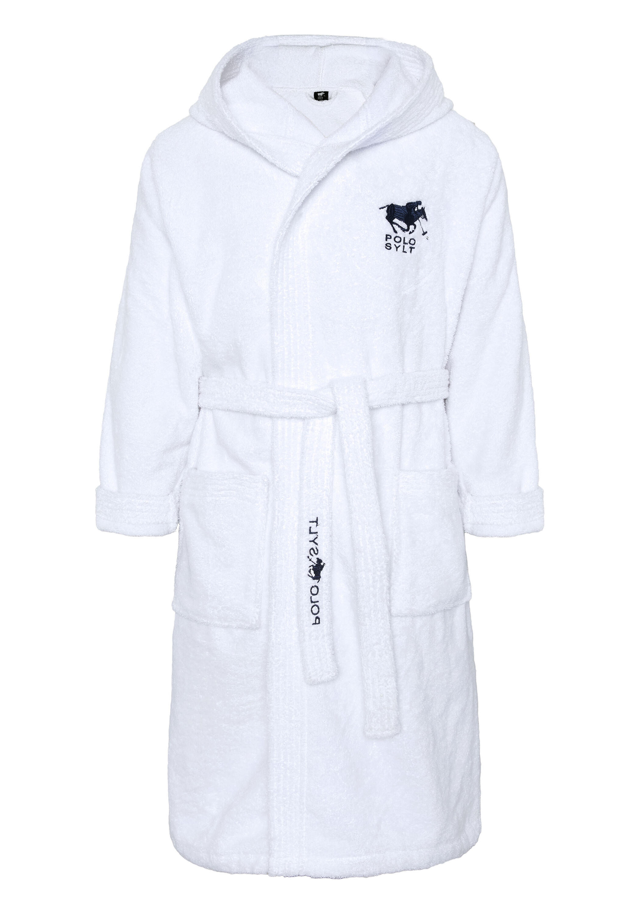 Bademantel mit Logos. Gürtel und aufgesetzten Taschen