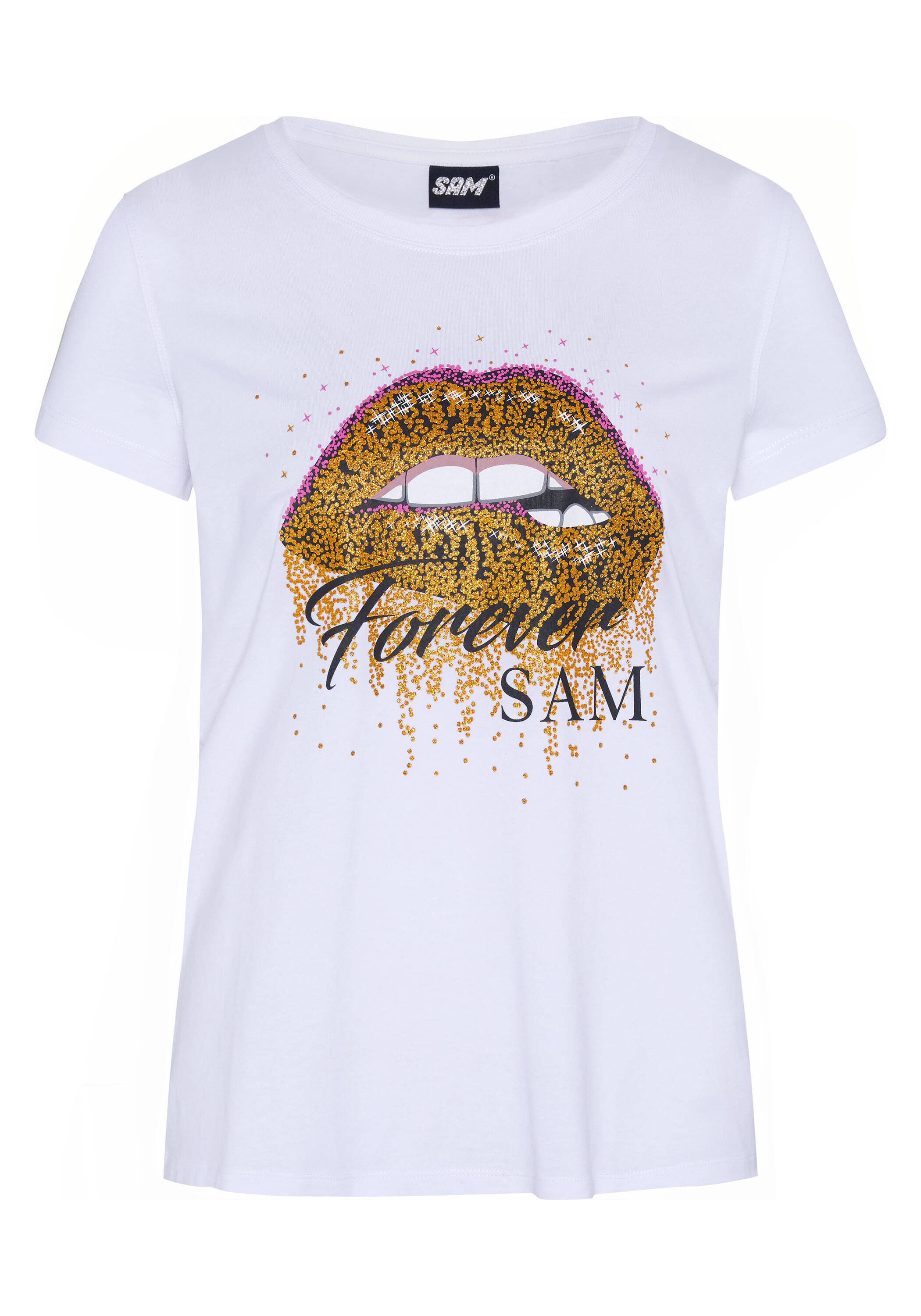 T-Shirt mit Glitter-Lips-Print