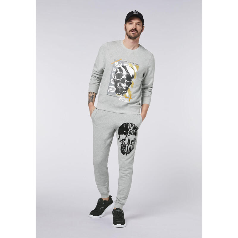 Sweathose mit Totenkopf Print