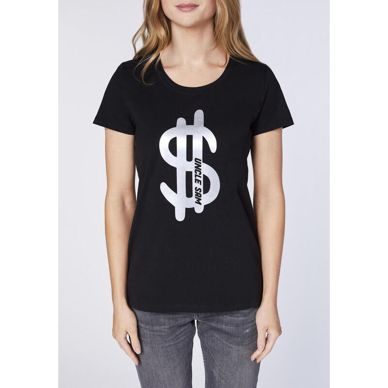 T-Shirt mit Metallic-Print