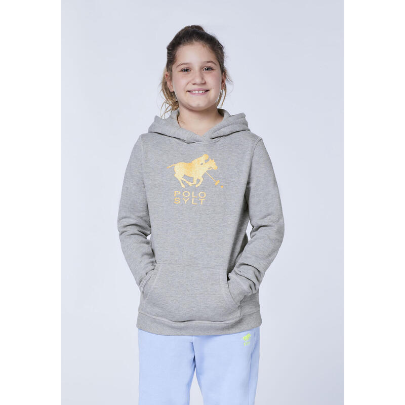 Hoodie mit glitzerndem Label-Motiv