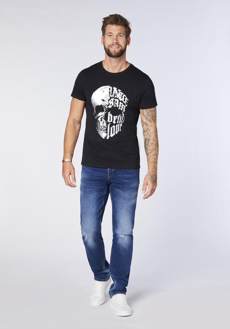 T-Shirt mit Skull-Motiv an der Vorderseite