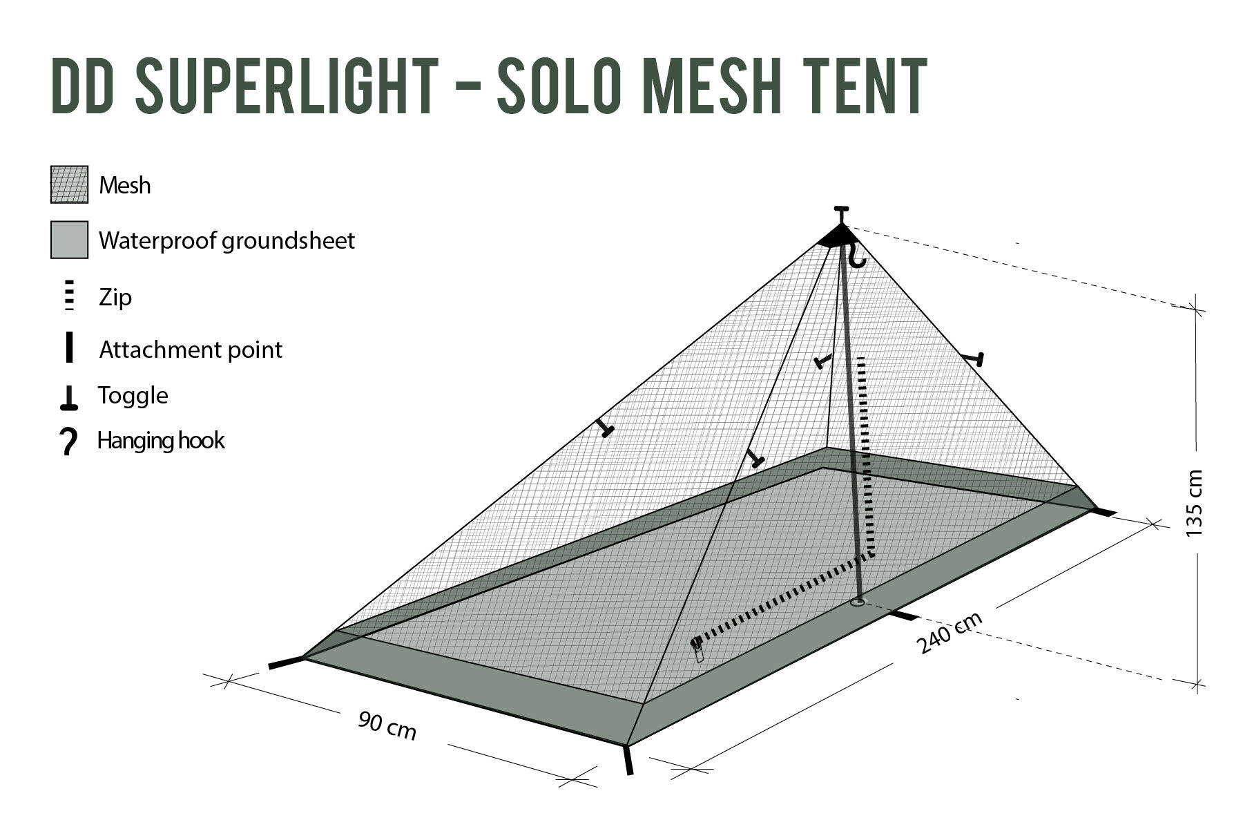 DD Hammocks SuperLight - Solo Mesh Tent Tunneltent 6/6