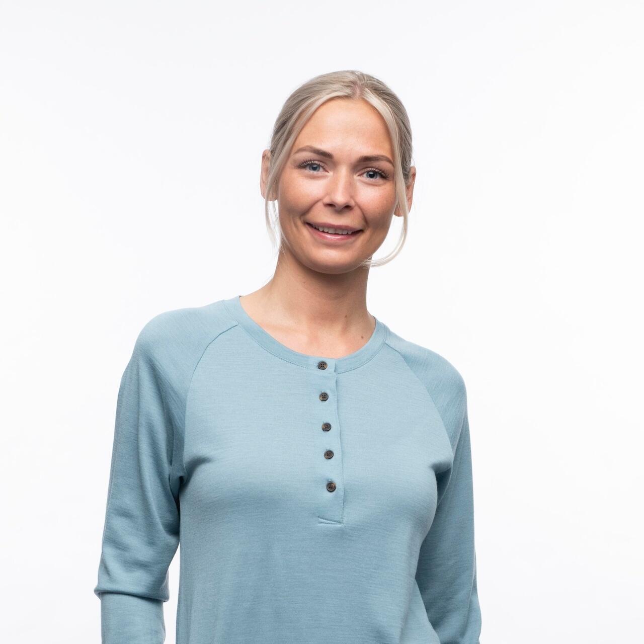 Damen T-Shirt LYSEBUWOOLW HENLEY 6/7