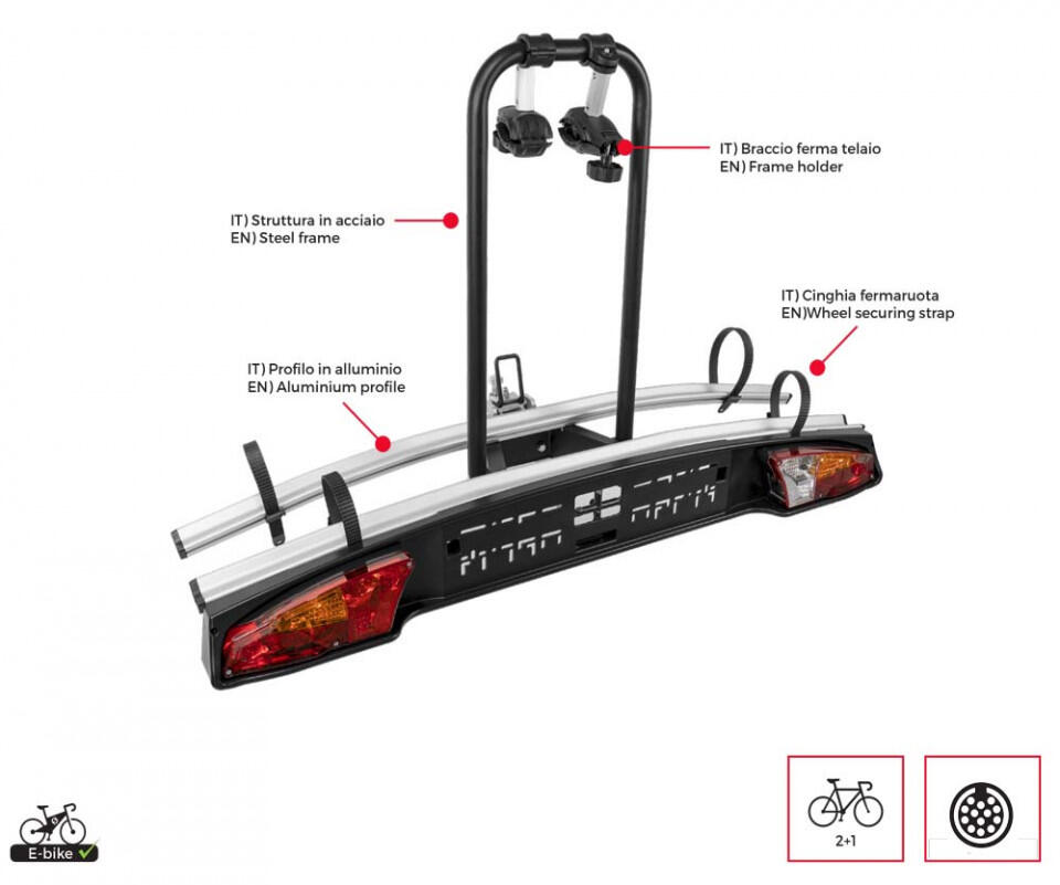 Porte-vélos Merak – pour 2 à 3 vélos, pliable et verrouillable 5/5