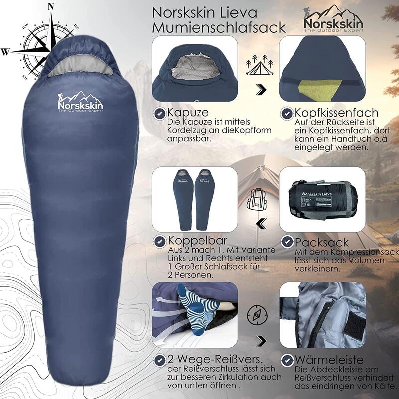 Mumienschlafsack Norskskin Lieva Rechts  900g Ultraleicht Schlafsack