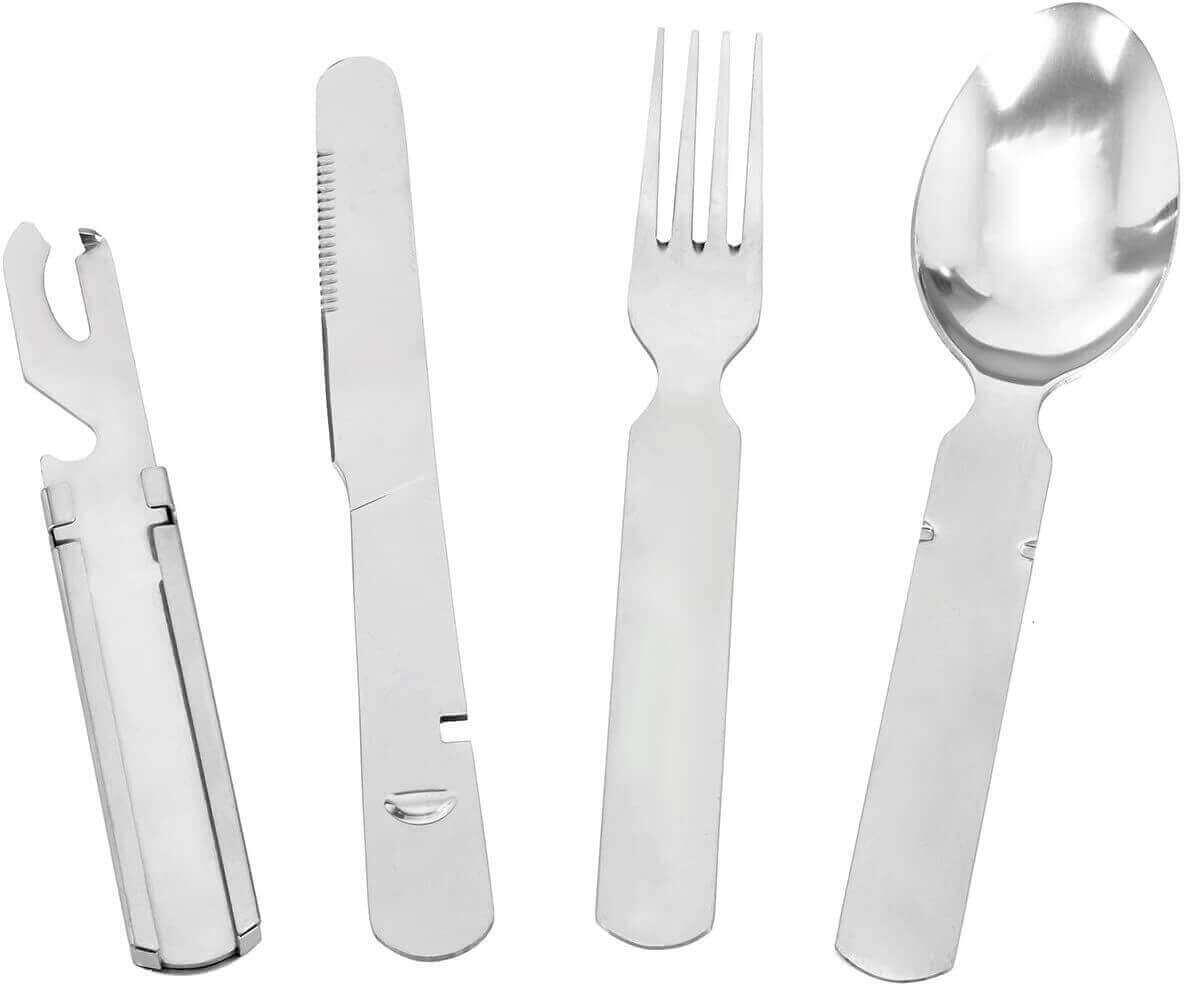 Camping Besteck 4-teilig Aufbewahrung-Box Messer Gabel Löffel Flaschenöffner 2/5