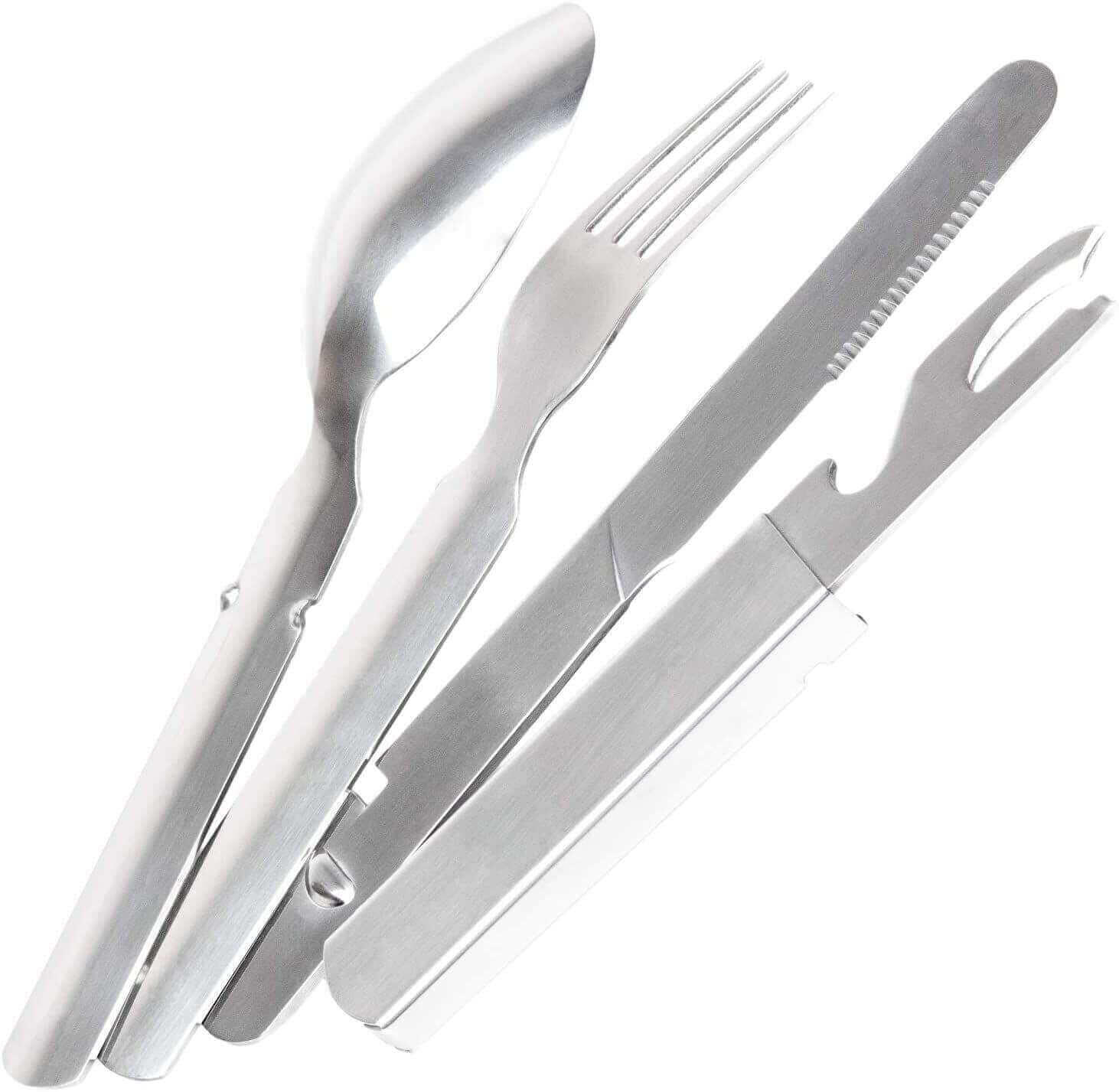Camping Besteck 4-teilig Aufbewahrung-Box Messer Gabel Löffel Flaschenöffner 5/5