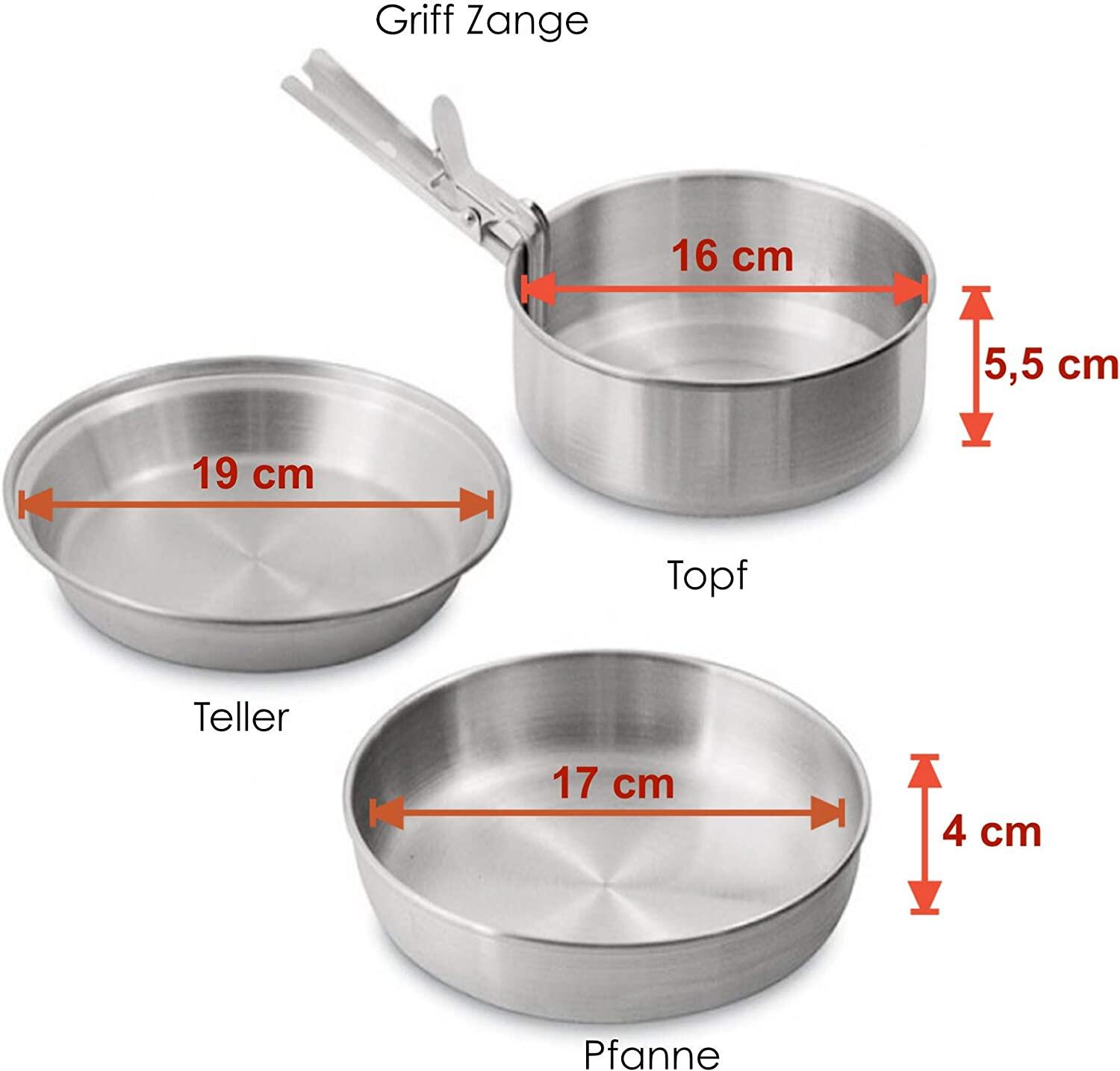 Camping Kochgeschirr Topf Pfanne Teller Griff für 1 Person Ultra Leicht 3/5