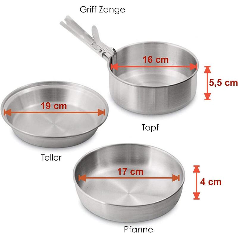 Camping Kochgeschirr Topf Pfanne Teller Griff für 1 Person Ultra Leicht