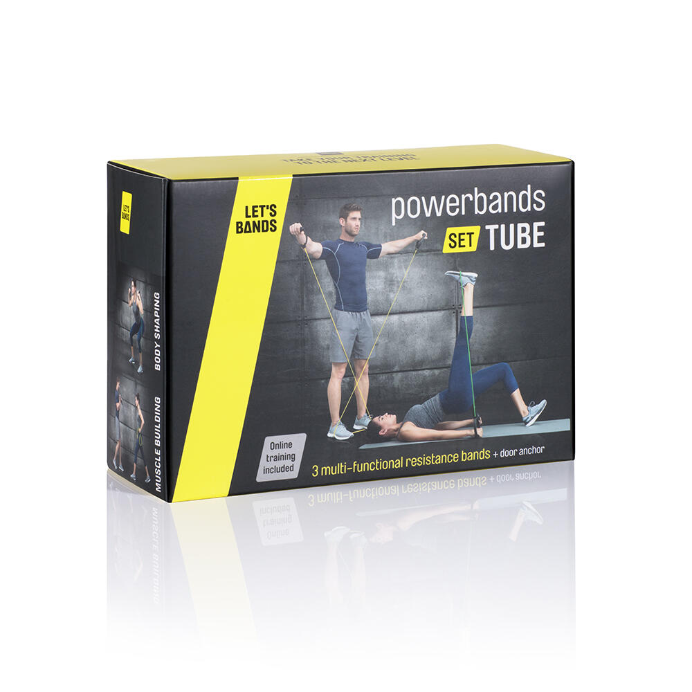 Powerbands Set Tube Let's Bands 3 résistances 120 cm, poignées mousse 4/4