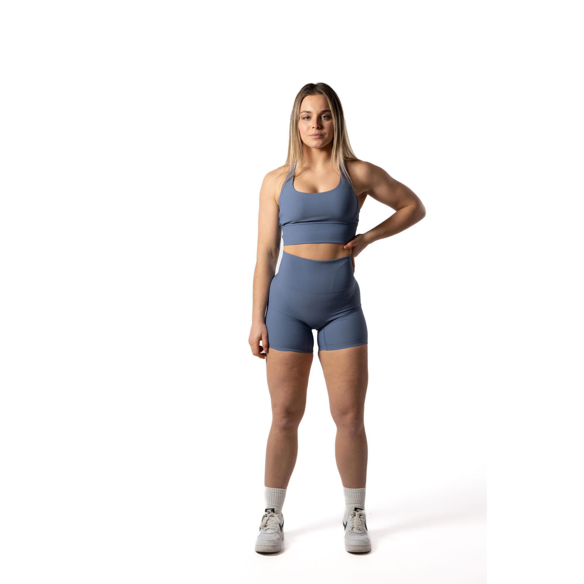 Pantaloncini a coste v2 Scrunch - Fitness - Donna - Bluberry 5/5