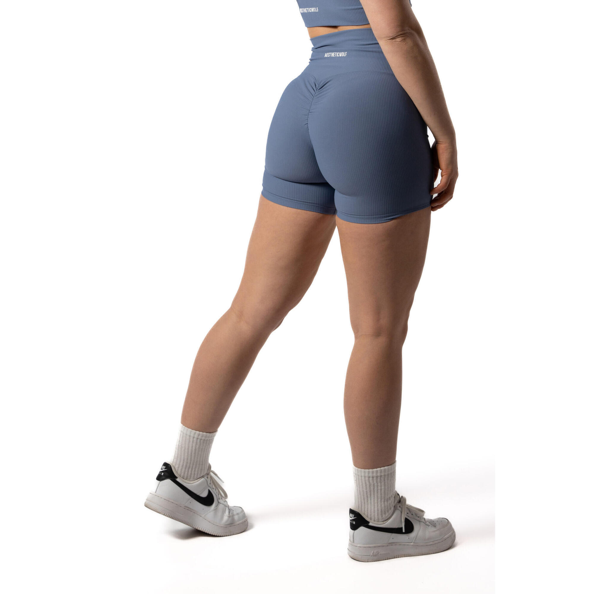 Pantaloncini a coste v2 Scrunch - Fitness - Donna - Bluberry 4/5