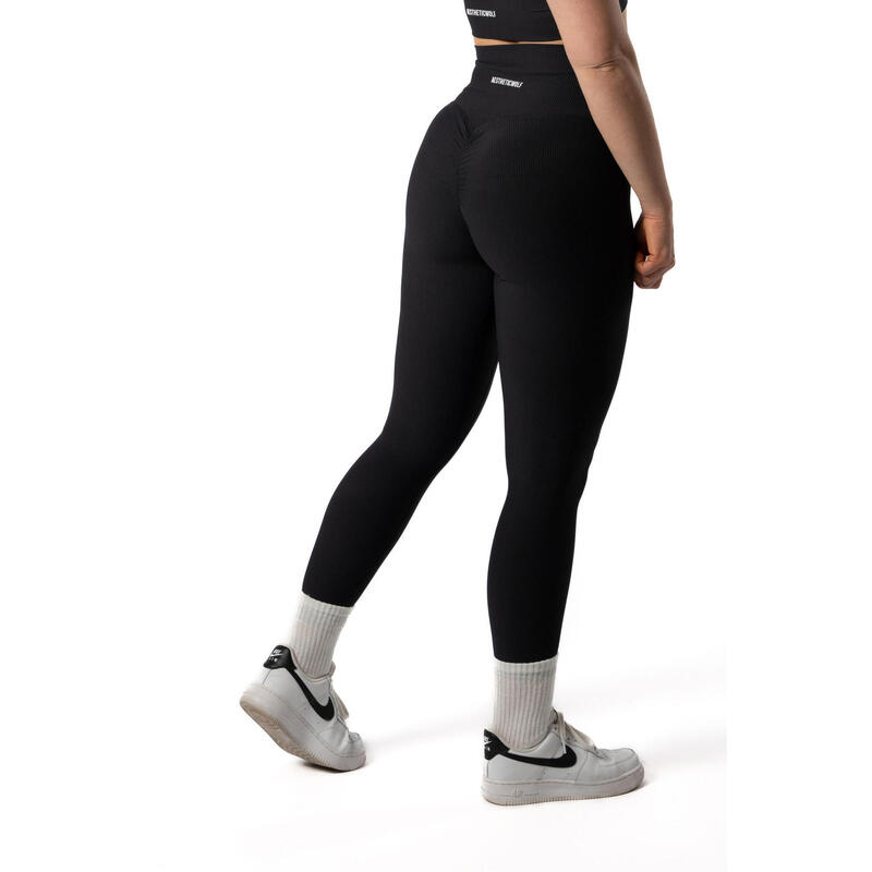 Naadloze Ribbed v2 Seamless Scrunch Legging Voor Fitness - Zwart