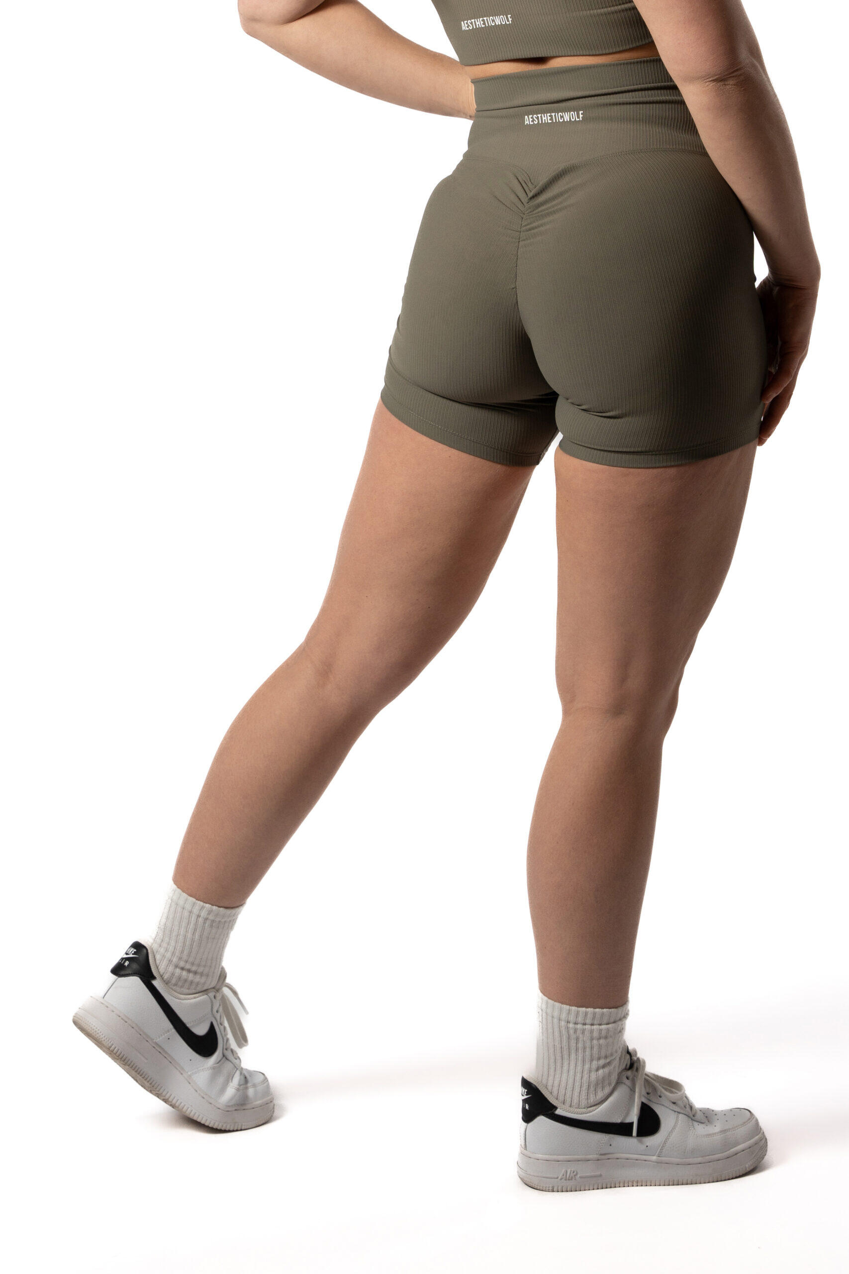 Short Sans Souture Côtelée v2 Scrunch Fitness Vert Sauge 3/5