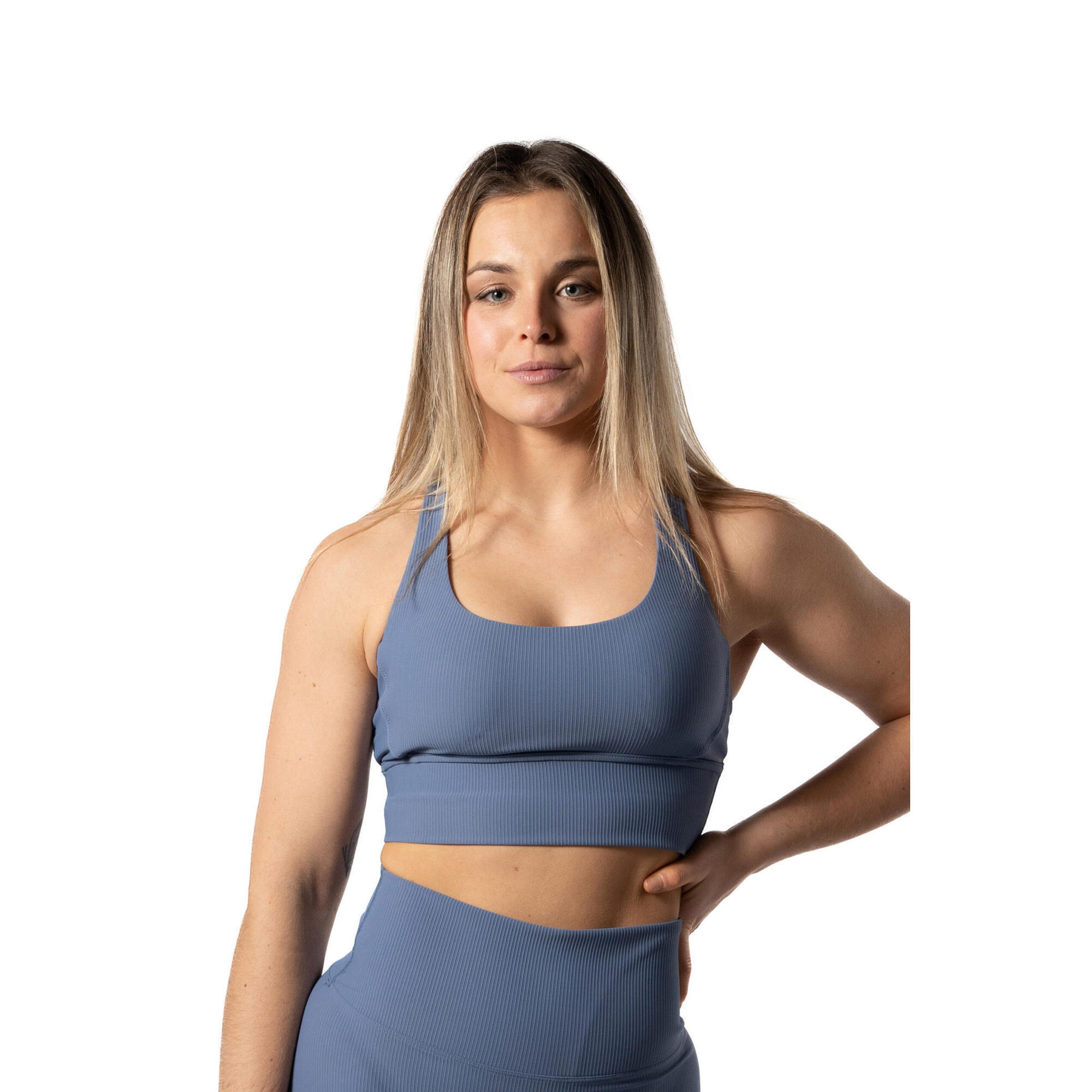 AESTHETIC WOLF Gerippter v2 Nahtloser Sport-BH Blau