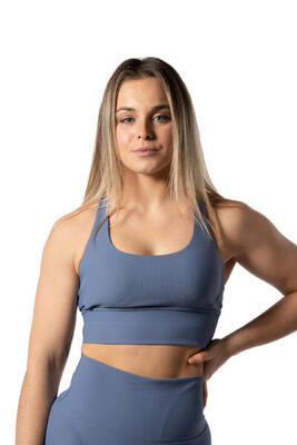 Gerippter v2 Nahtloser Sport-BH Blau