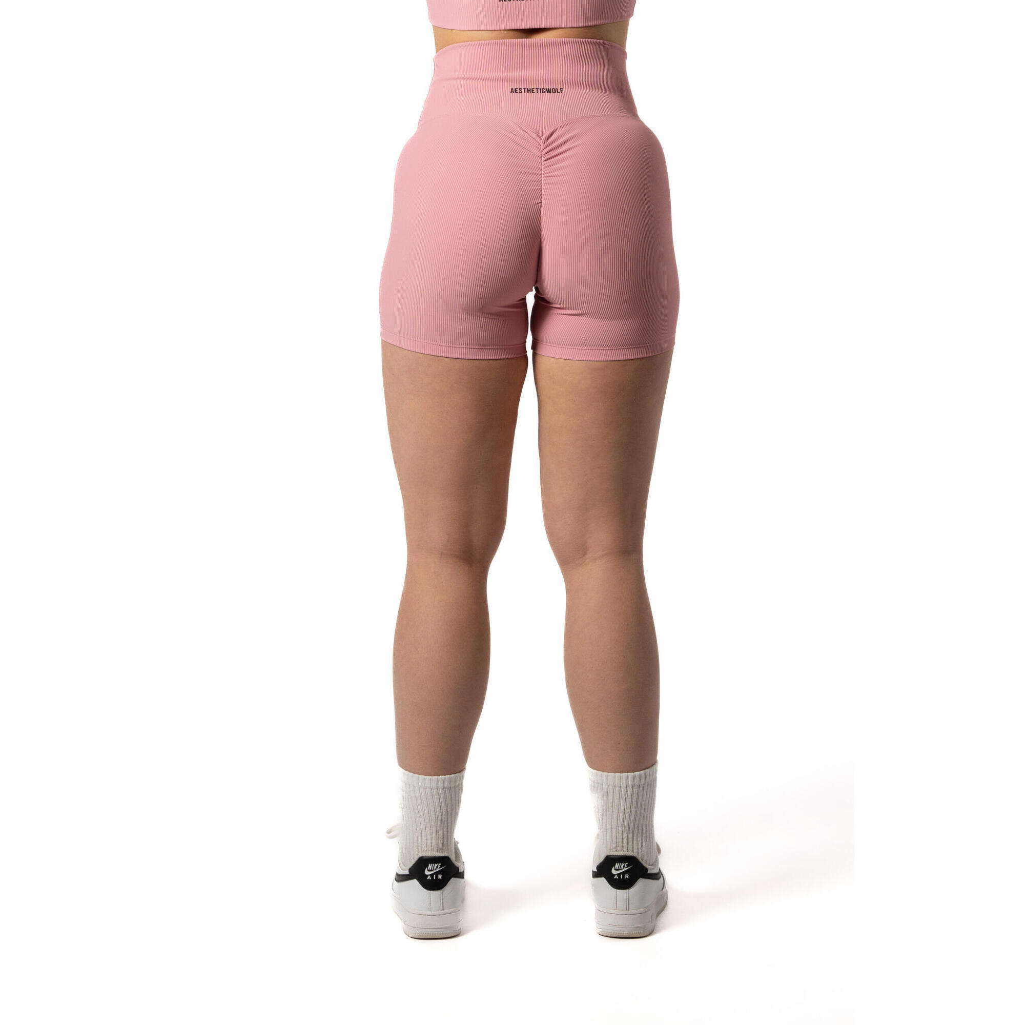 AESTHETIC WOLF Pantaloncini a coste v2 Scrunch - Fitness - Donna - Zucchero filato