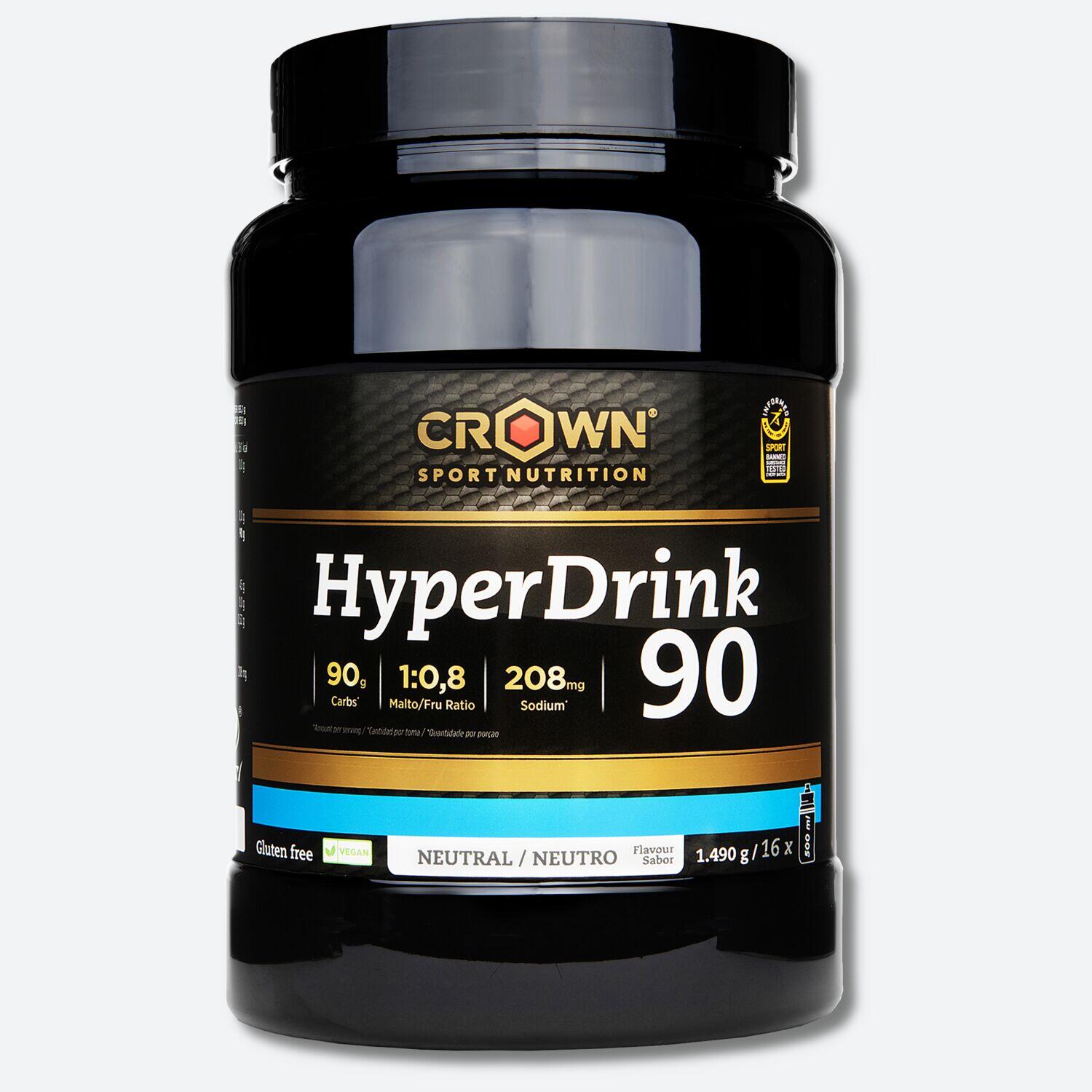 CROWN SPORT NUTRITION Pote de bebida em pó muito rica em carboidratos HyperDrink 90 Neutra