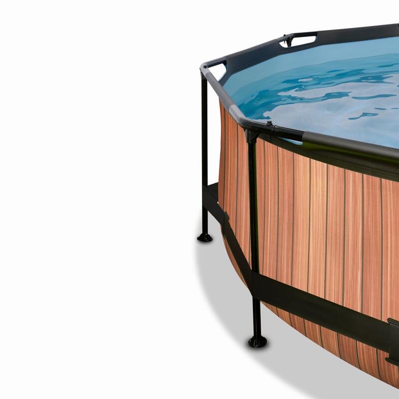 Wood Zwembad ø300x76cm met overkapping en filterpomp