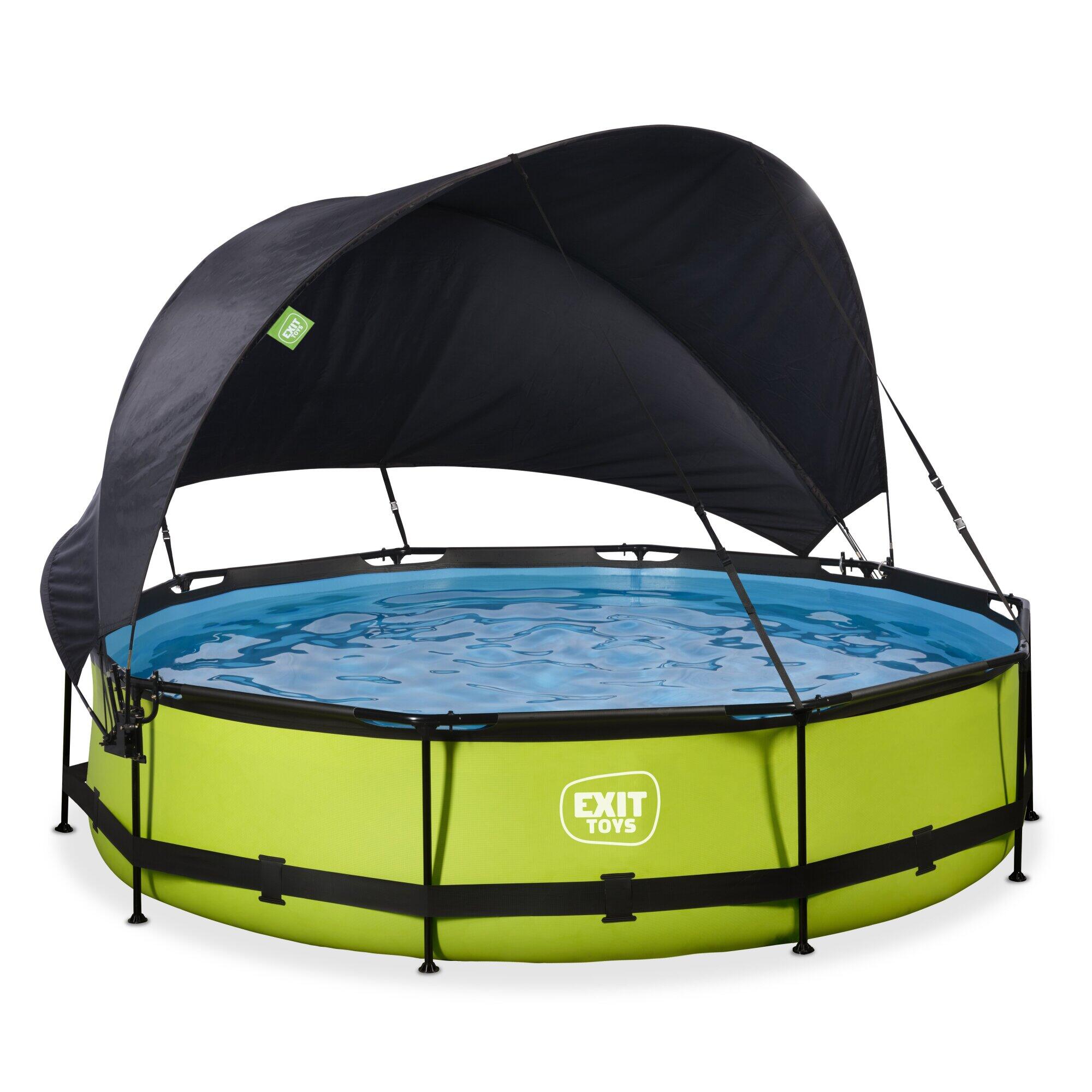 Exit Toys - Piscine Ø360x76cm Avec Voile D'Ombrage Et Pompe Filtrante - Piscine - Vert - No Size - Decathlon