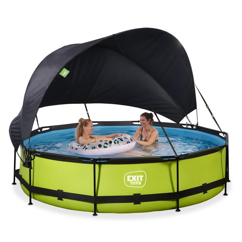 Piscine ø360x76cm avec voile d'ombrage et pompe filtrante